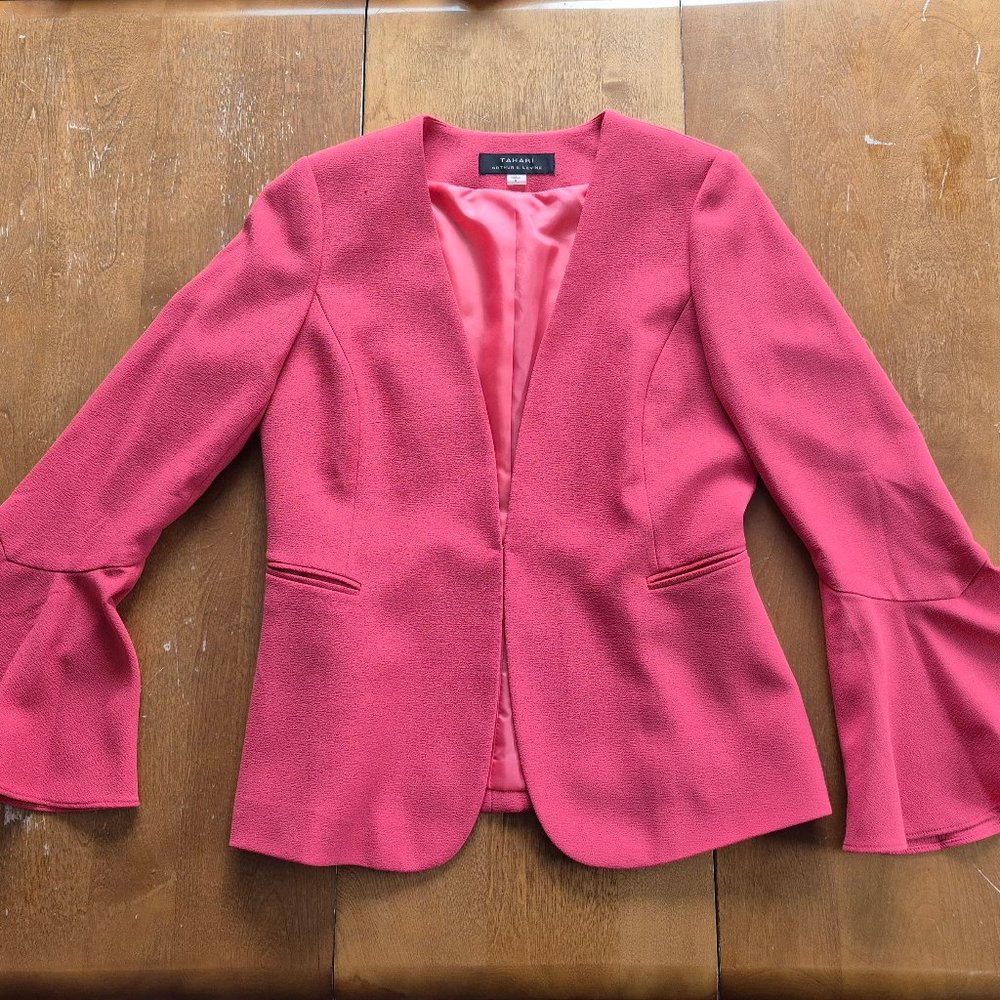 Tahari pink blazer vest Arthur S. Levine flared sleeves